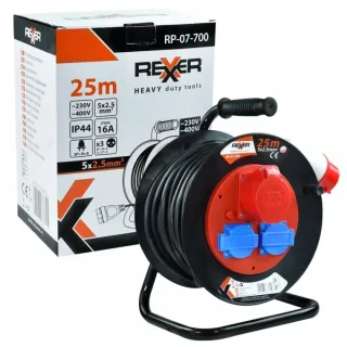 Трифазен удължител с макара REXXER RP-07-700/ 25 м/ 400V Трифазен удължител с макара REXXER RP-07-700/ 25 м/ 400V