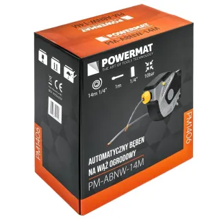 Автоматична макара с маркуч за въздух POWERMAT PM-ABNW-14M/ 14 м