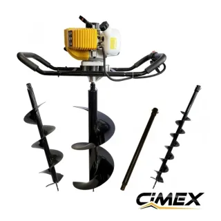 Бензинов свредел CIMEX EA300 + 3 свредла + удължител / 4,7 к.с / 150 / 250 / 300 мм