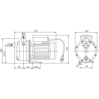 Самозасмукаваща помпа WILO Jet WJ 204 X EM/ 1200W