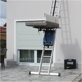 Акумулаторен асансьор за строителни материали GEDA BatteryLadderLift/ 24 V/10 Ah Акумулаторен асансьор за строителни материали GEDA BatteryLadderLift/ 24 V/10 Ah