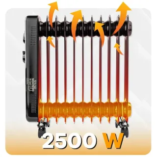 Електрически маслен радиатор POWERMAT PM-GOL-3000D/ 2.5kW/ термостат