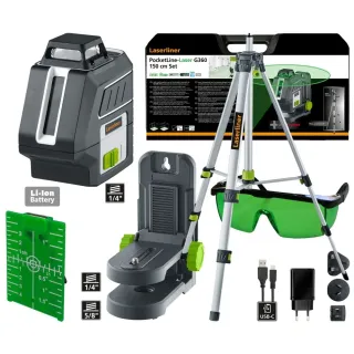 Зелен линеен лазер Laserliner PocketLine-Laser G360 Set 150 см/ 0.3 мм/м