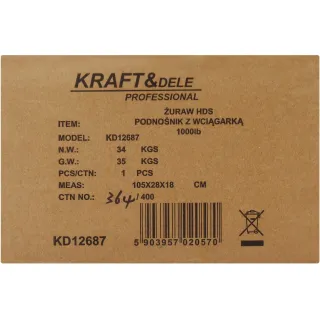 Хидравличен кран за двигатели с лебедка KraftDele KD12687/ 450кг