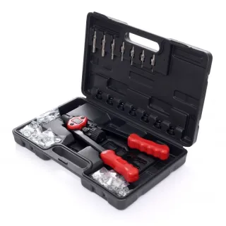 Комплект нитачка с нитове KraftDele KD10556/ 110бр. Комплект нитачка с нитове KraftDele KD10556/ 110бр.