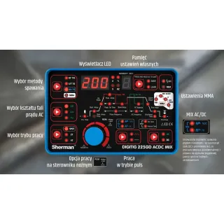 Инверторен ВИГ апарат SHERMAN TIG 225GD AC/DC MIX / 200A