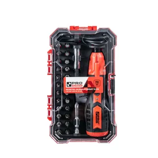 Акумулаторна отвертка с битове PRO PRO-PT011/ 3.7V/ 800 mAh/ 28 части
