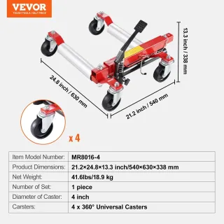 Количка с тресчотка за повдигане превозни средства VEVOR MR8016-4/ 663 кг