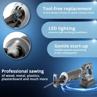 Акумулаторен саблен трион STAHLWERK BRS-20 ST/ 20V/ 4Ah