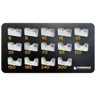 Хидравлична преса за кримпване с 14 матрици POWERMAT PM-ZHDK-6300T/ 12т/ 6-300 мм² Хидравлична преса за кримпване с 14 матрици POWERMAT PM-ZHDK-6300T/ 12т/ 6-300 мм²