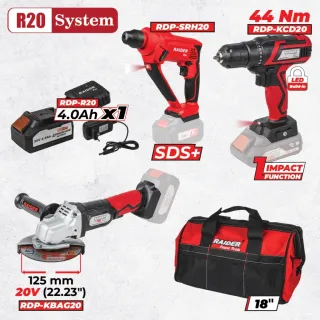 Комплект акумулаторни машини Raider RDP-BXS13 R20/ 20V/ 4Ah