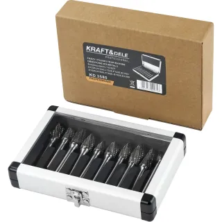 Комплект фрези за метал с опашка KraftDele KD3580/ 10 бр. Комплект фрези за метал с опашка KraftDele KD3580/ 10 бр.