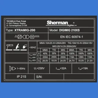 Инверторен телоподаващ апарат SHERMAN DIGIMIG 210XS/ 7.1kVA