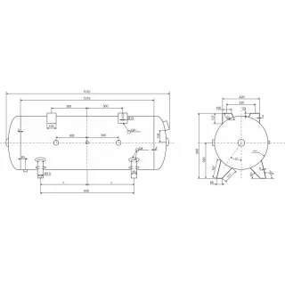 Разширителен съд за компресор хоризонтален CORMAK 270 L/ 11 bar